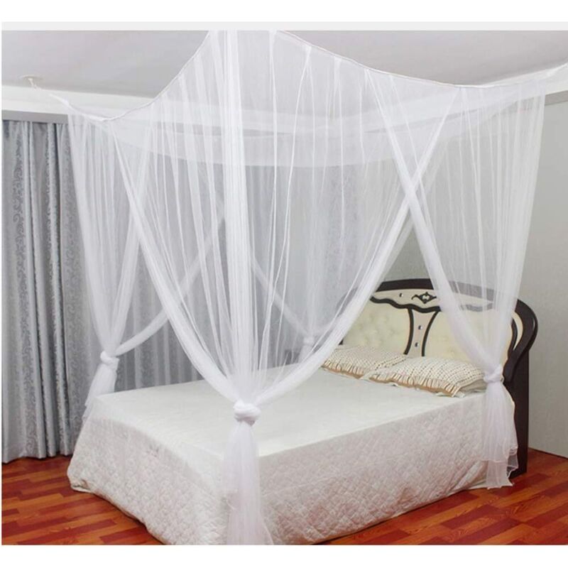 Bett-moskitonetz, Großes Moskitonetz Mit Vier Türen Für Effektiven Mückenschutz, Baldachinnetz Für Doppel- Und Einzelbetten (190 X 240 X 210 Cm)