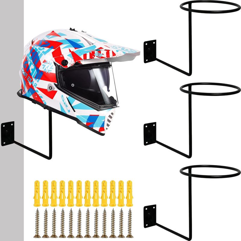 Lablanc – Motorradhelmhalterung, Wandmontierte Motorradhelmhalterung, 3-teiliges Motorradzubehörset Für Motorradhelm, Baseballhelm, Fahrradhelm, Jacke, Hut, Bälle