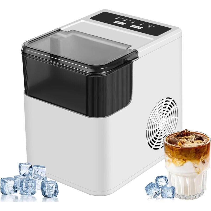 Vollautomatischer, Tragbarer Eiswürfelbereiter – 12 Kg/24 H, 2 Eiswürfelgrößen, Intelligente Sensortechnologie, Extrem Leiser Betrieb – Geeignet Für Familie, Reisen, Camping, Weiß