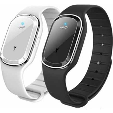 Set Mit 2 Ultraschall-anti-mücken-uhren, Anti-mücken-armband Für Kinder Und Erwachsene, Usb-aufladbar (weiß + Schwarz)