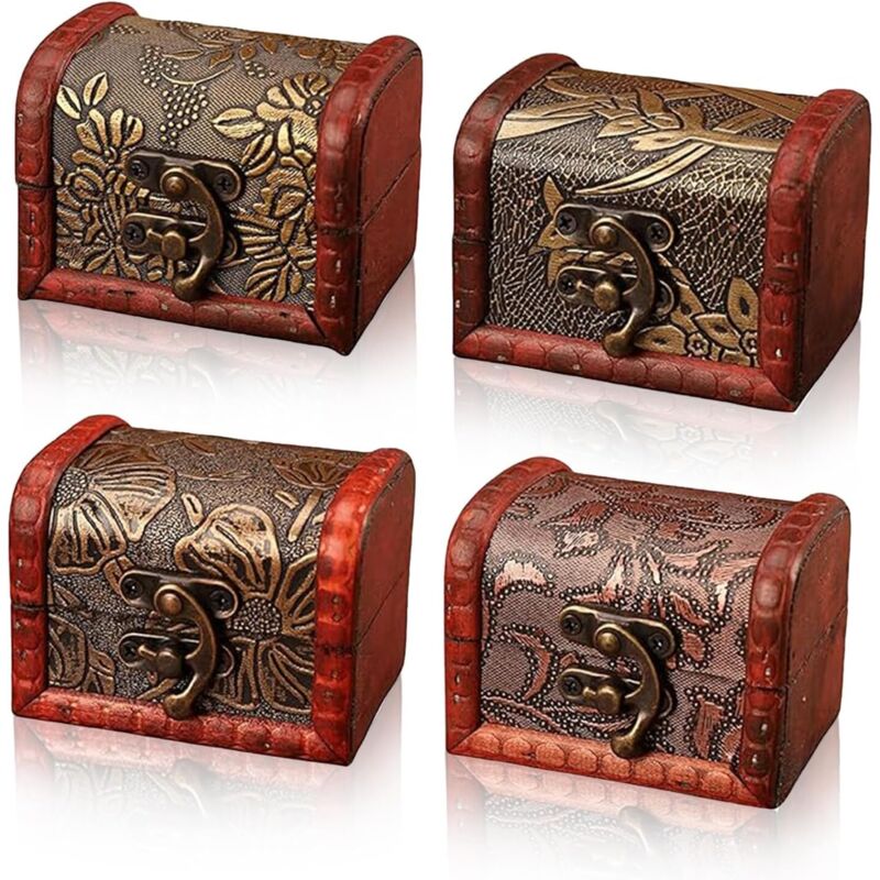 Stück, Kleine Retro-holzbox, Kleine Holztruhe, Kleine Vintage-holzbox, Kleine Vintage-holztruhe, Geeignet Zur Aufbewahrung Von Halsketten, Ohrringen Und Ringen