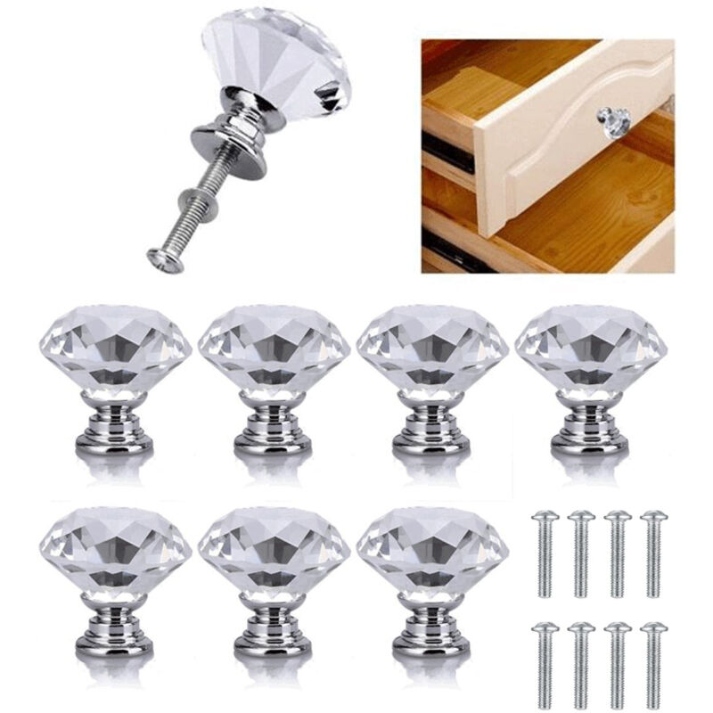 Stück Kristall-türboutons, Diamant-poignees, Meuble Diamond Poignee, Poignee Boutons Décoration De Armoire, Tiroir, Cuisine Bouton Poignees – 30 Mm