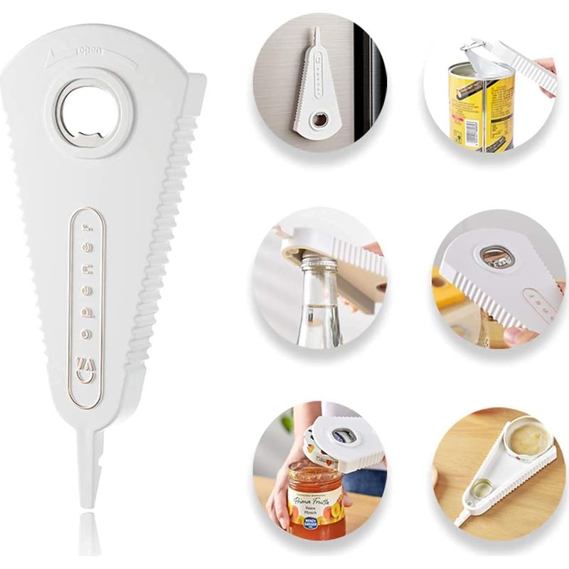 3-in-1 Multifunktions-handöffner: Manueller Glasöffner, Bierflaschenöffner, Dosenöffner, Küchenhelfer, Magnetdesign Für Menschen Mit Eingeschränkter Handfunktion, Senioren Und Arthritispatienten, Weiß