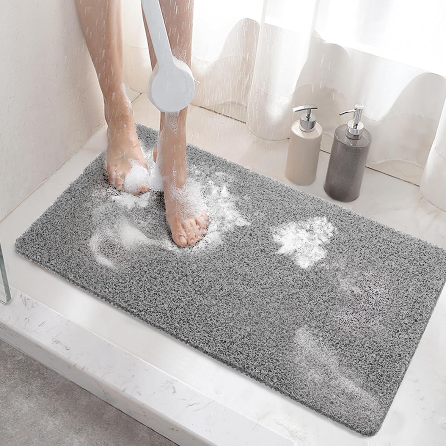 Rutschfeste, Schnelltrocknende Duschmatte Mit Wasserablauf Und Schimmelresistenz – 40 X 60 Cm – Weiche Und Komfortable Luffa-oberfläche