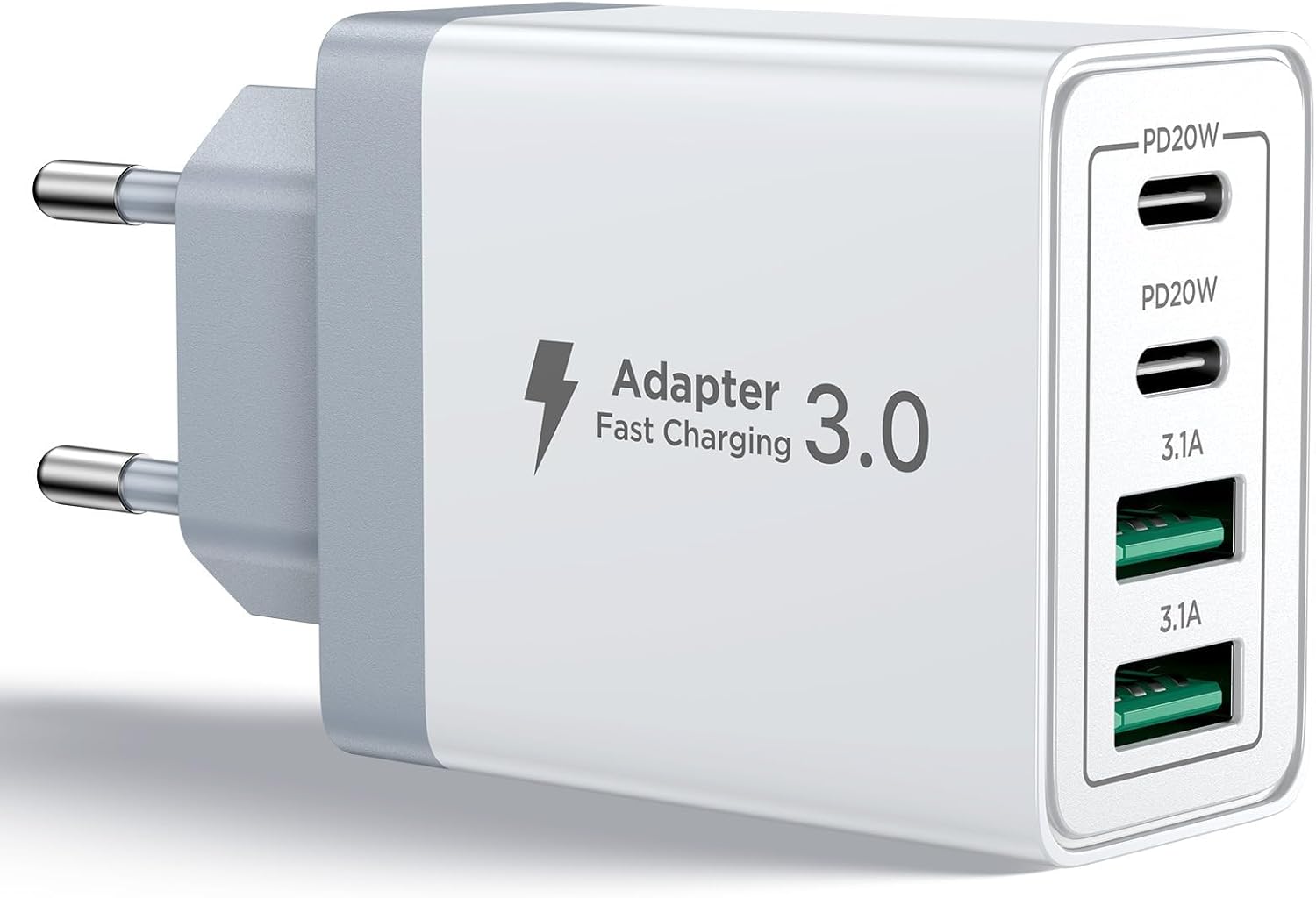 40-w-usb-c-schnellladegerät Mit 4 Anschlüssen, Pd- Und Qc-technologie (3,1 A) Für Iphone, Ipad, Samsung Galaxy