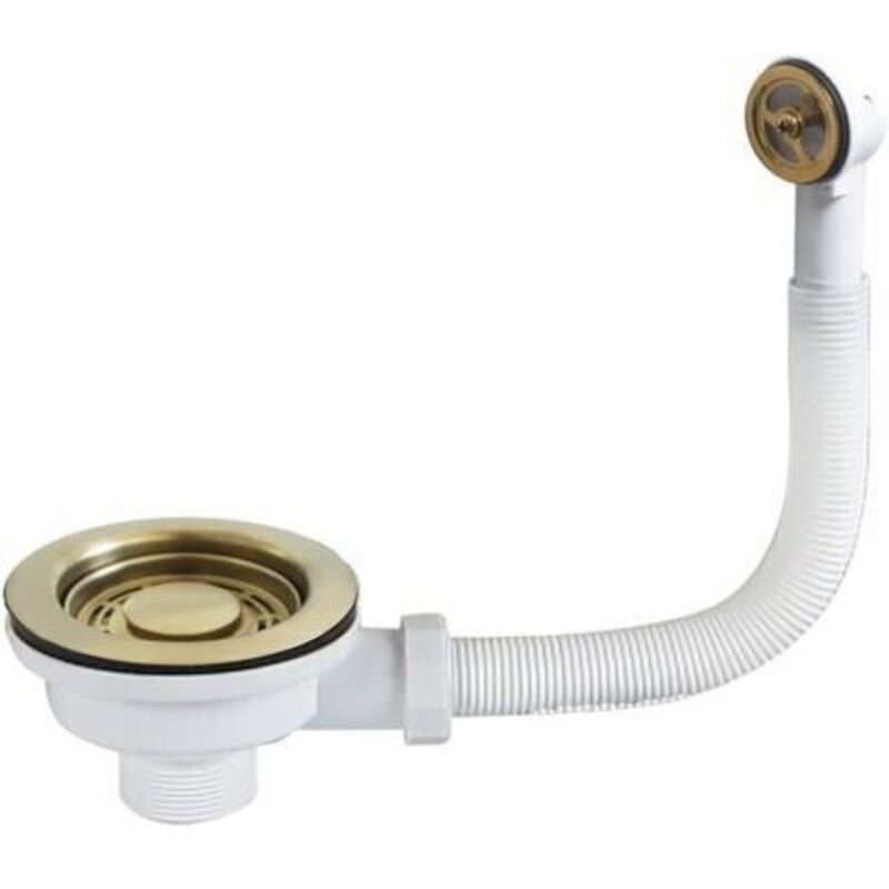 Küchenspülen-ablaufstopfen-set, Gold/dunkelgrauer Filter Mit Rundem Überlauf, 114 Mm (gold)