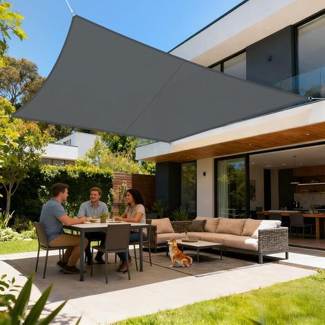 Voile D'Ombrage 3 6x3 6m Rectangulaire Imperméable À L'Eau Pes Toile D'Ombrage Avec 95% De Uv Schutz Pour Patio Extérieur Jardin Grau Foncé