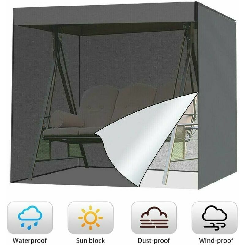 Gartenschaukelabdeckung, T-audace 3-sitzer 210d Oxford Wasserdichte Und Uv-beständige Schaukelplane, Schutzhülle Für Gartenschaukeln, 220 X 170 X 125 Cm