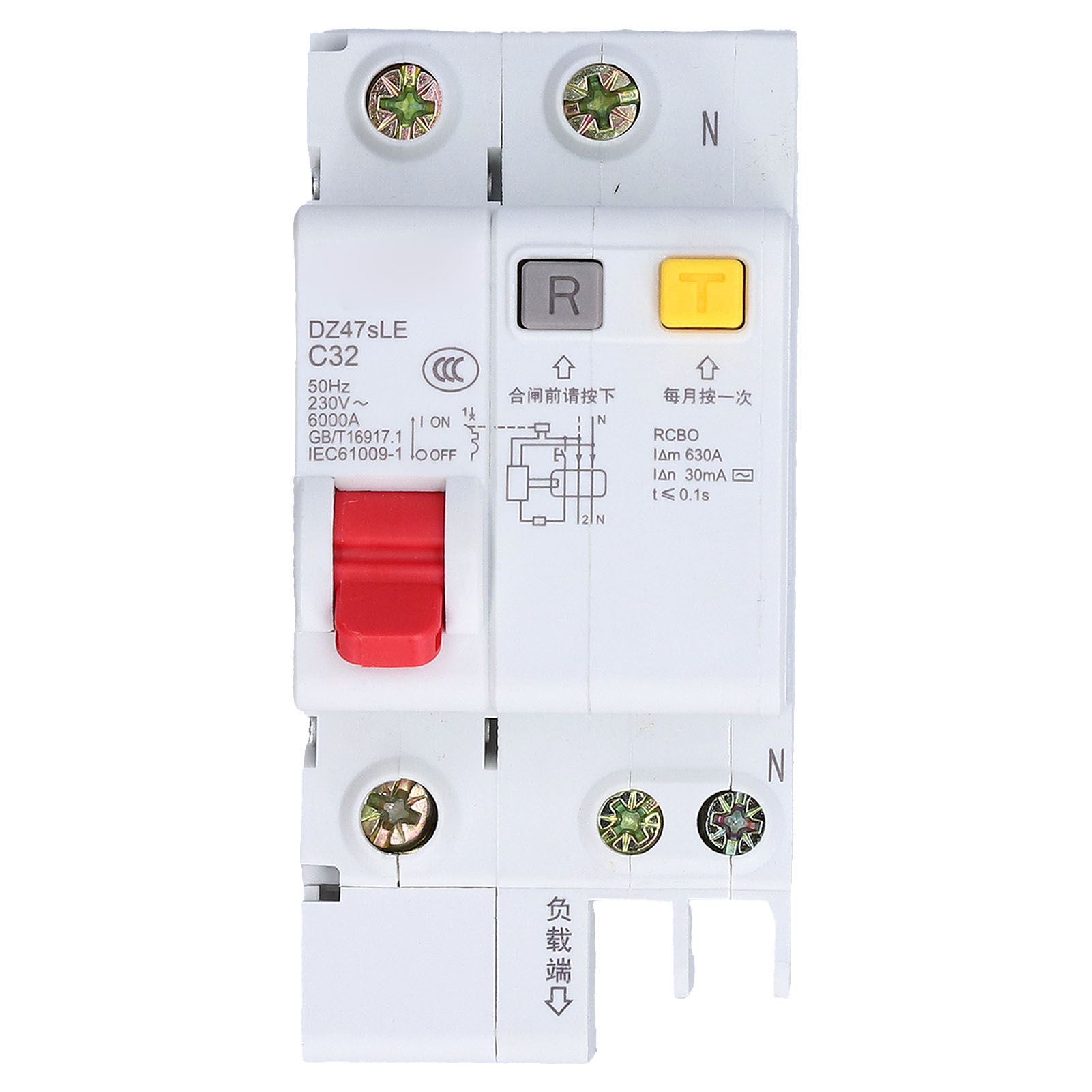 Miniatur-fehlerstromschutzschalter 230 V 32 A 1p+n Dz47sle C32 Für Din-schiene