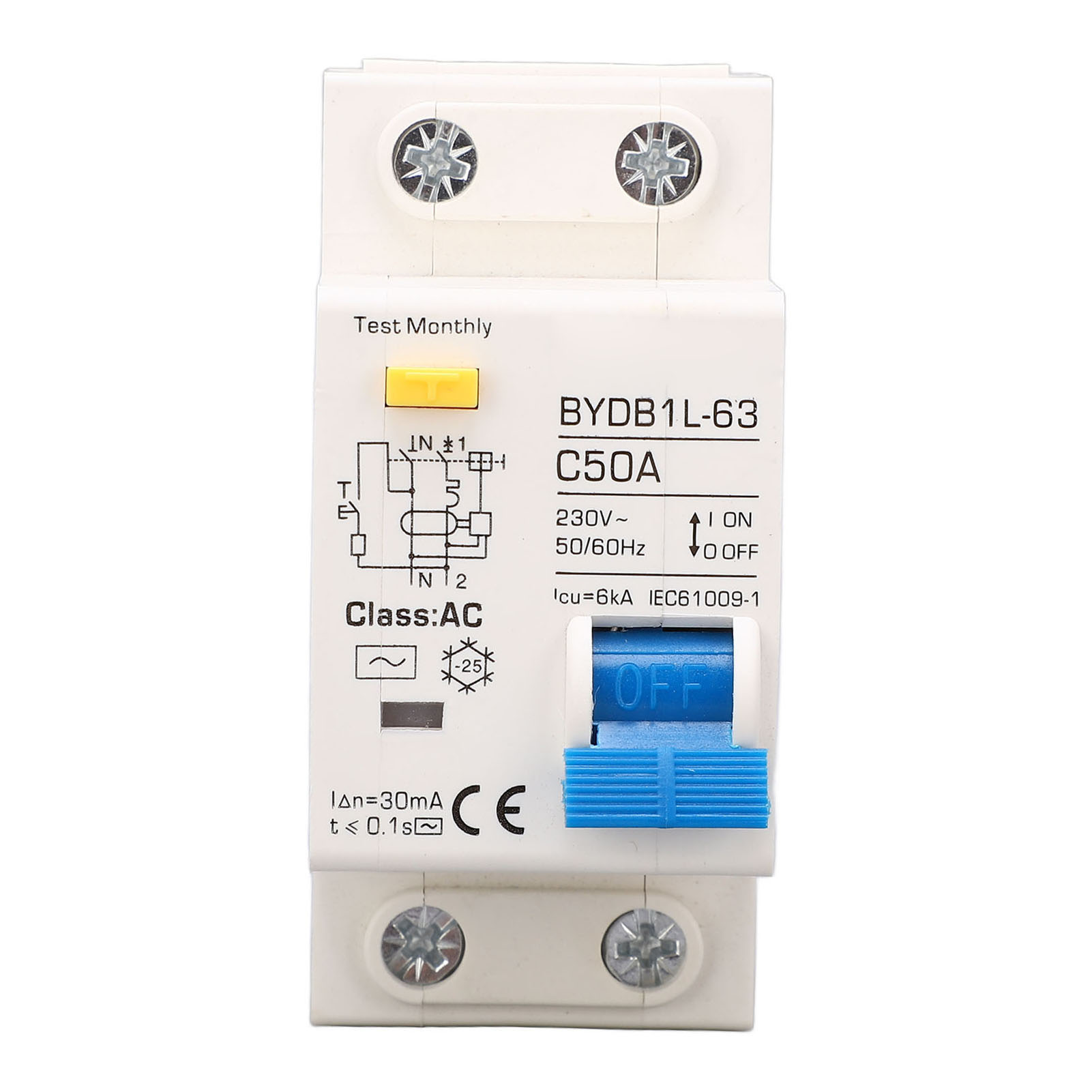 1p+n 50a 230v Ac Fehlerstromschutzschalter, Leitungsschutzschalter, Mcb-schalter Für Din-schiene, Elektrische Sicherheit