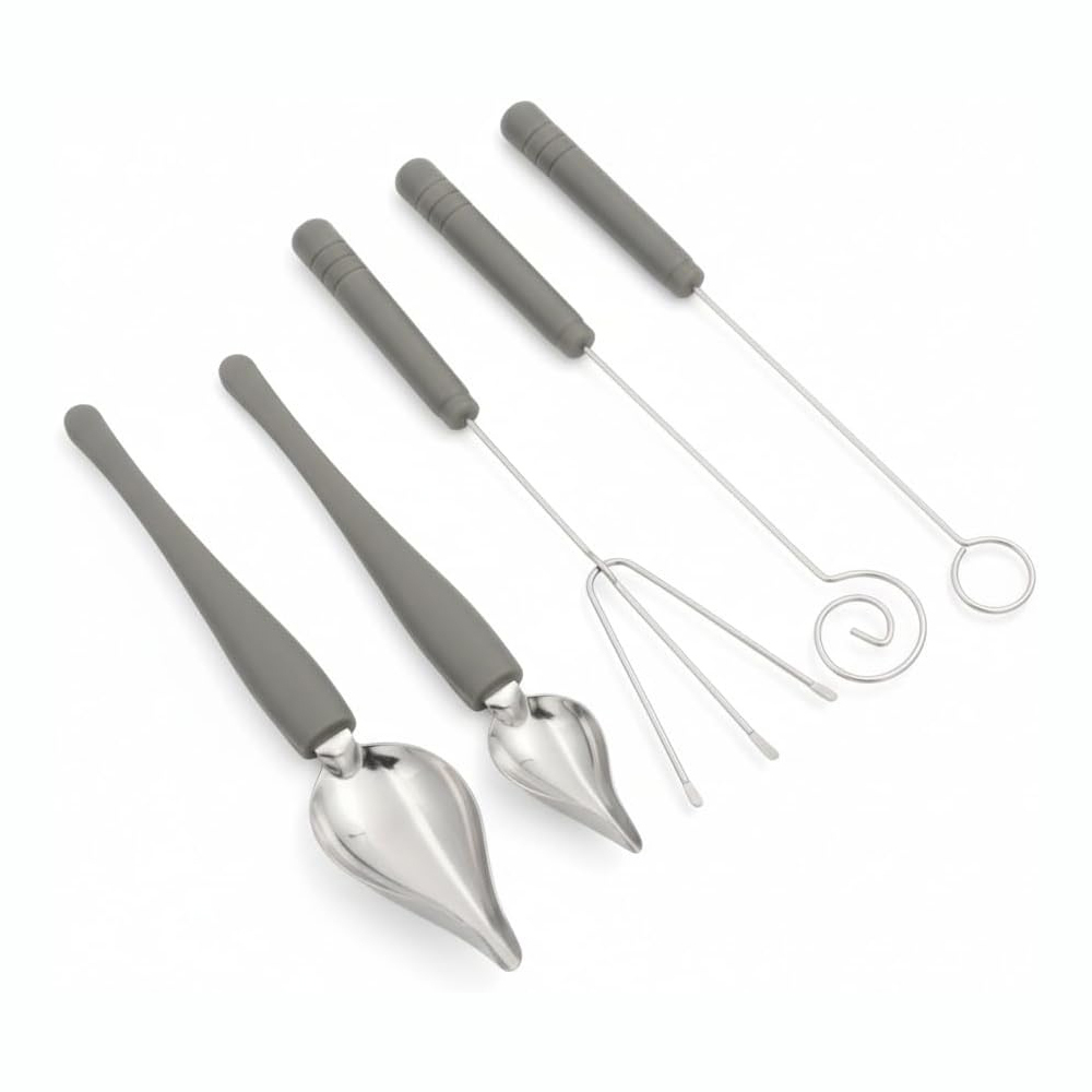 5-teiliges Set Aus Edelstahl-dip-werkzeugen, Filetiergabeln Und Löffel Für Schokolade, Desserts Und Saucendekoration