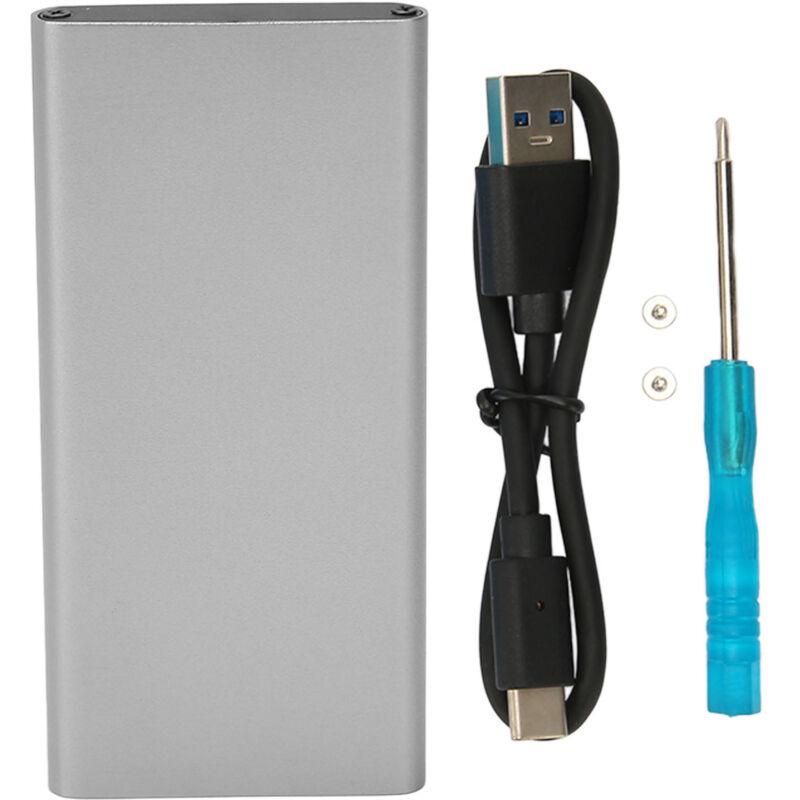 Externes Ssd-gehäuse Aus Aluminiumlegierung Mit Usb-c-anschluss Und Msata-schnittstelle, High-speed-usb-3.1-gen-2-datenübertragung, Silberfarben