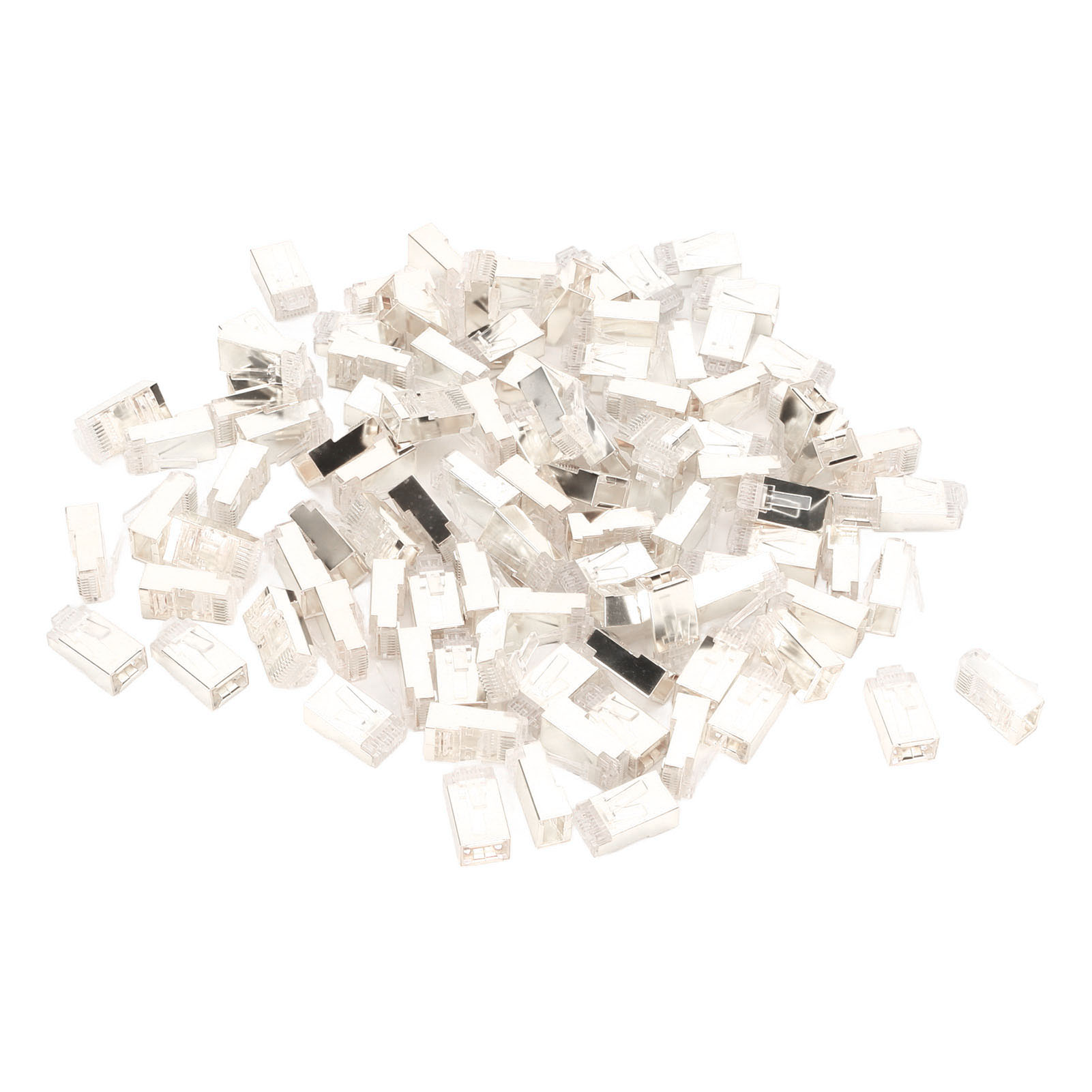 100 Stück Geschirmte Rj45-cat6e-stecker Aus Reinem Kupfer, 8p8c-ethernet-kabelspitzen Zum Einstecken, Versilbert, Plug & Play