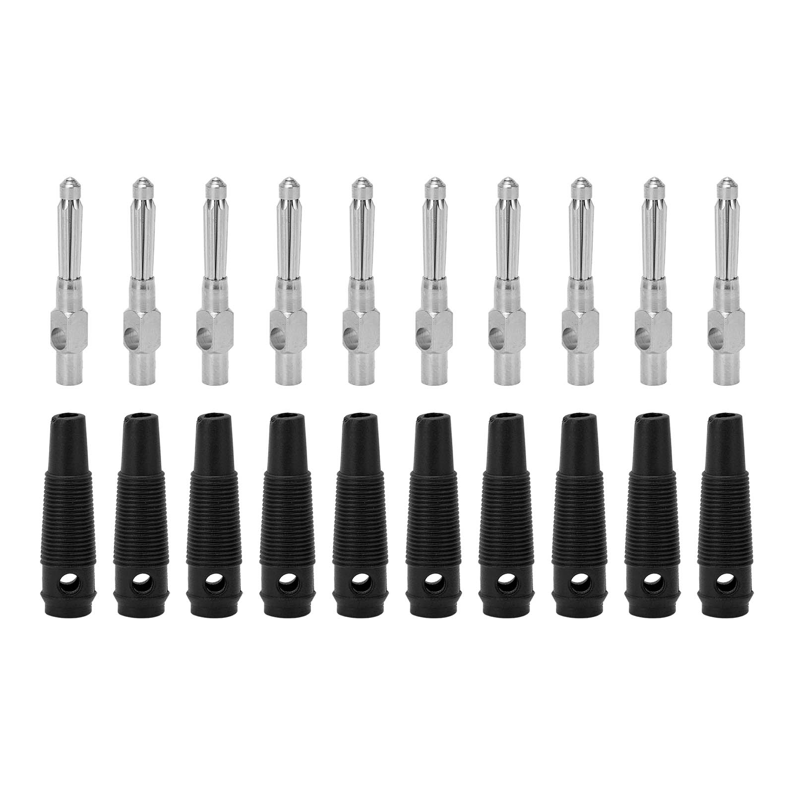 10 Stück 4 Mm 7-polige Kupfer-bananenstecker, 1000 V 32 A, Stapelbar, Mit Flexibler Schutzhülle Und Schraubklemme, Schwarz