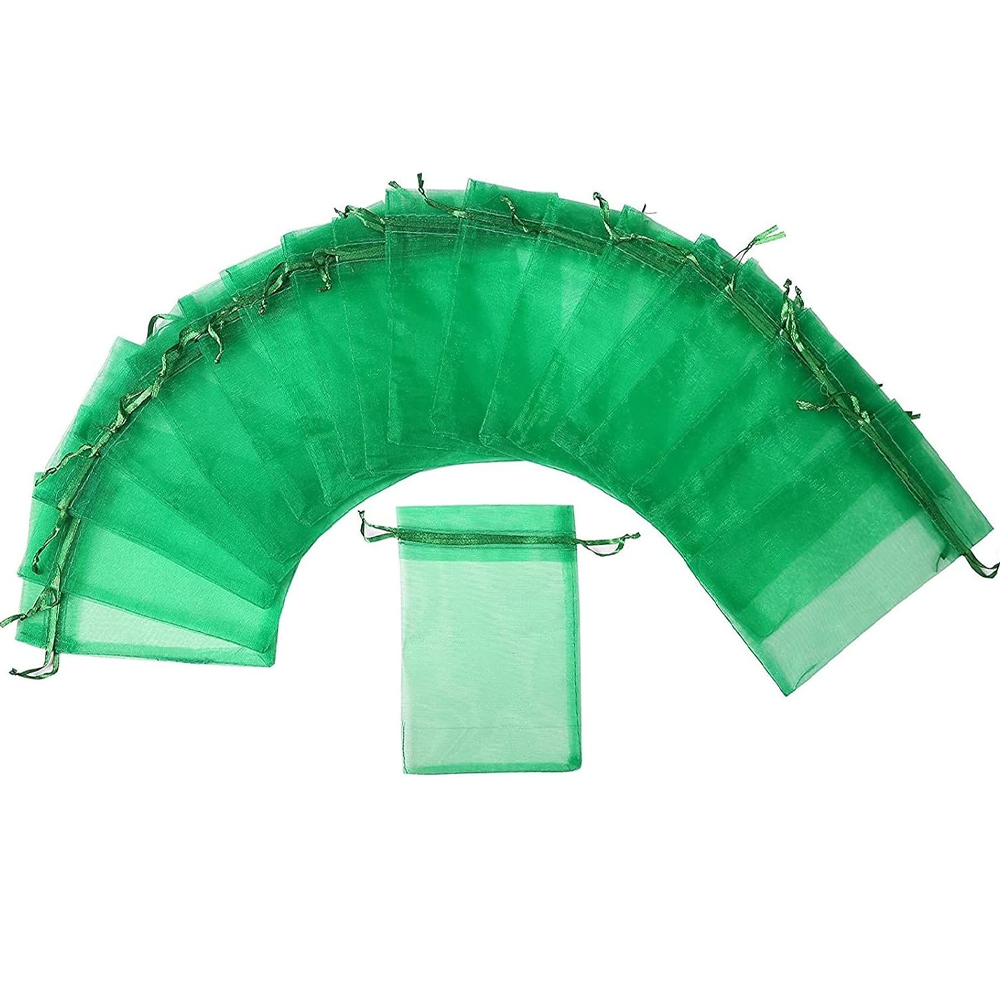 100 Transparente Organzabeutel 15x20 Cm Mit Kordelzug - Für Schmuck, Geschenke, Hochzeiten Oder Pflanzenschutz (grün)