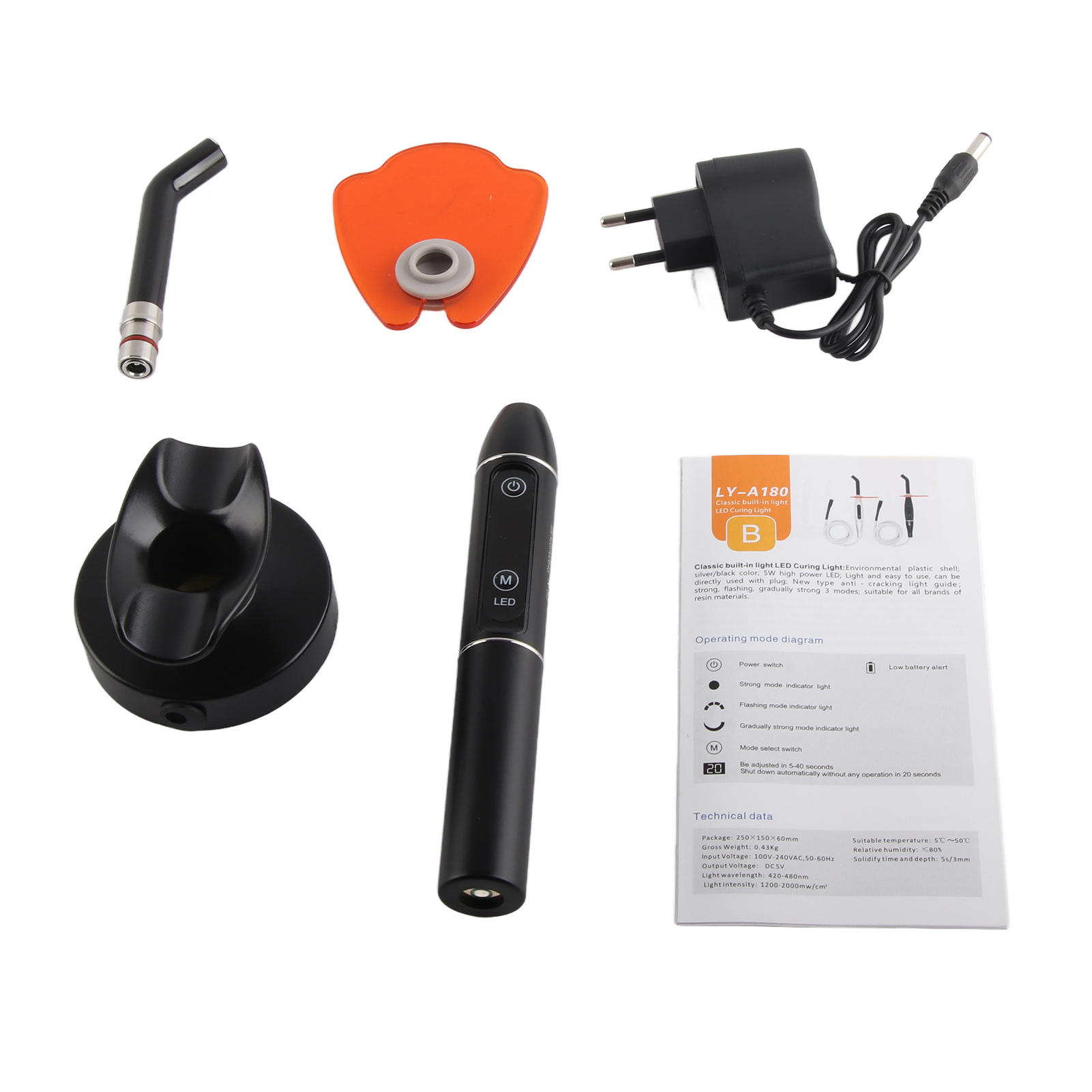 Kabellose Led-zahnaufhellungslampe, Schwarz, Universalspannung 110–240 V