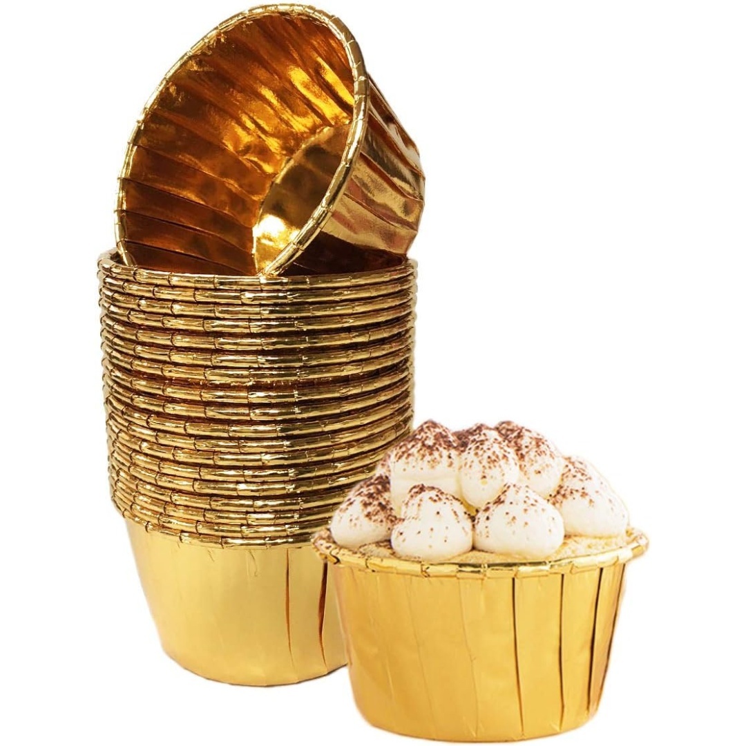 50-teiliges Set Goldener Aluminium-muffinformen Für Cupcakes Und Puddings