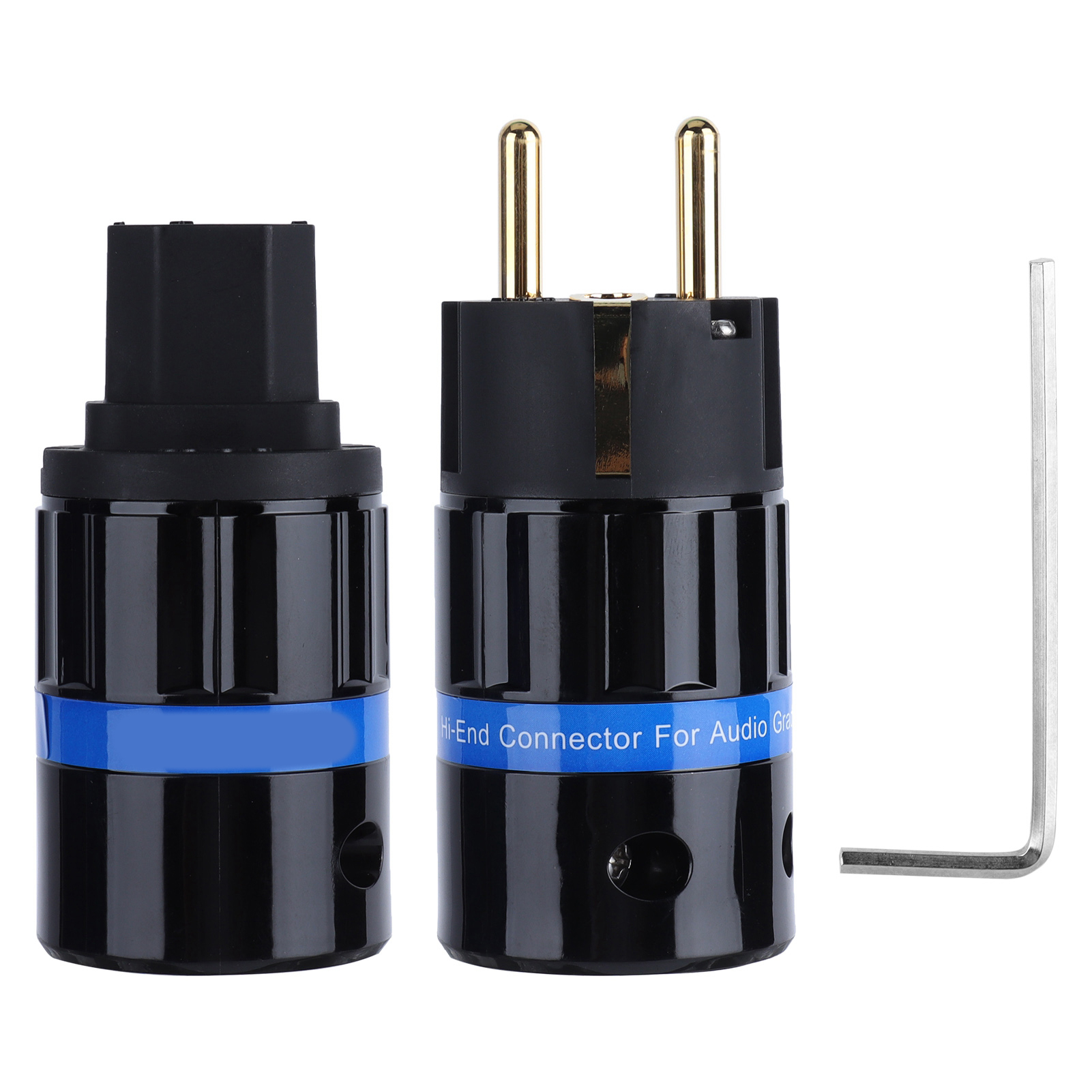 Hochwertiger Eu-netzstecker Für Audio - Vergoldeter Stecker/buchse Aus Reinem Kupfer, 100-250 V (e104g/f104g)