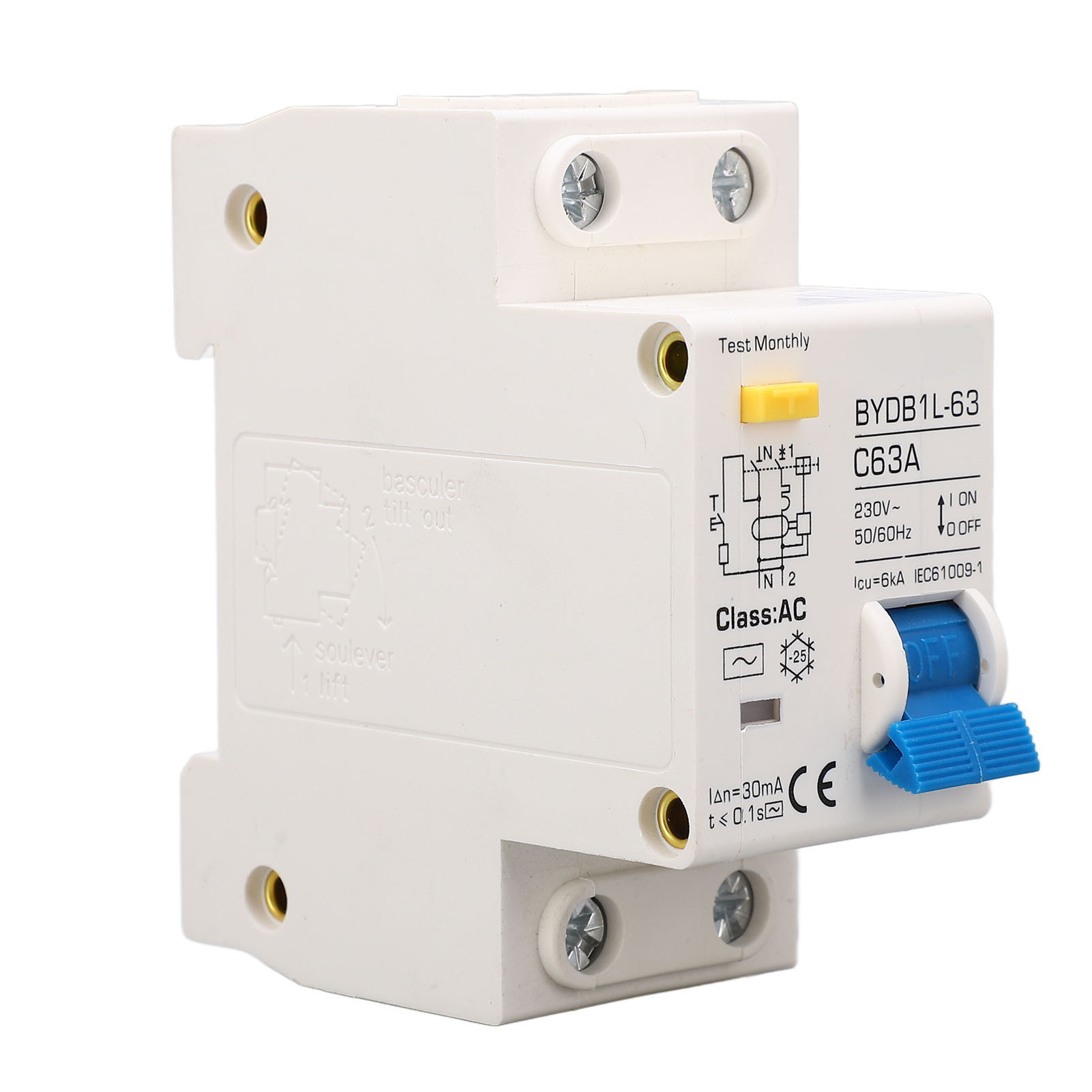 63a 30ma 1p+n 230v Ac Fehlerstromschutzschalter - Miniatur-din-schienen-fehlerstromschutzschalter 6ka