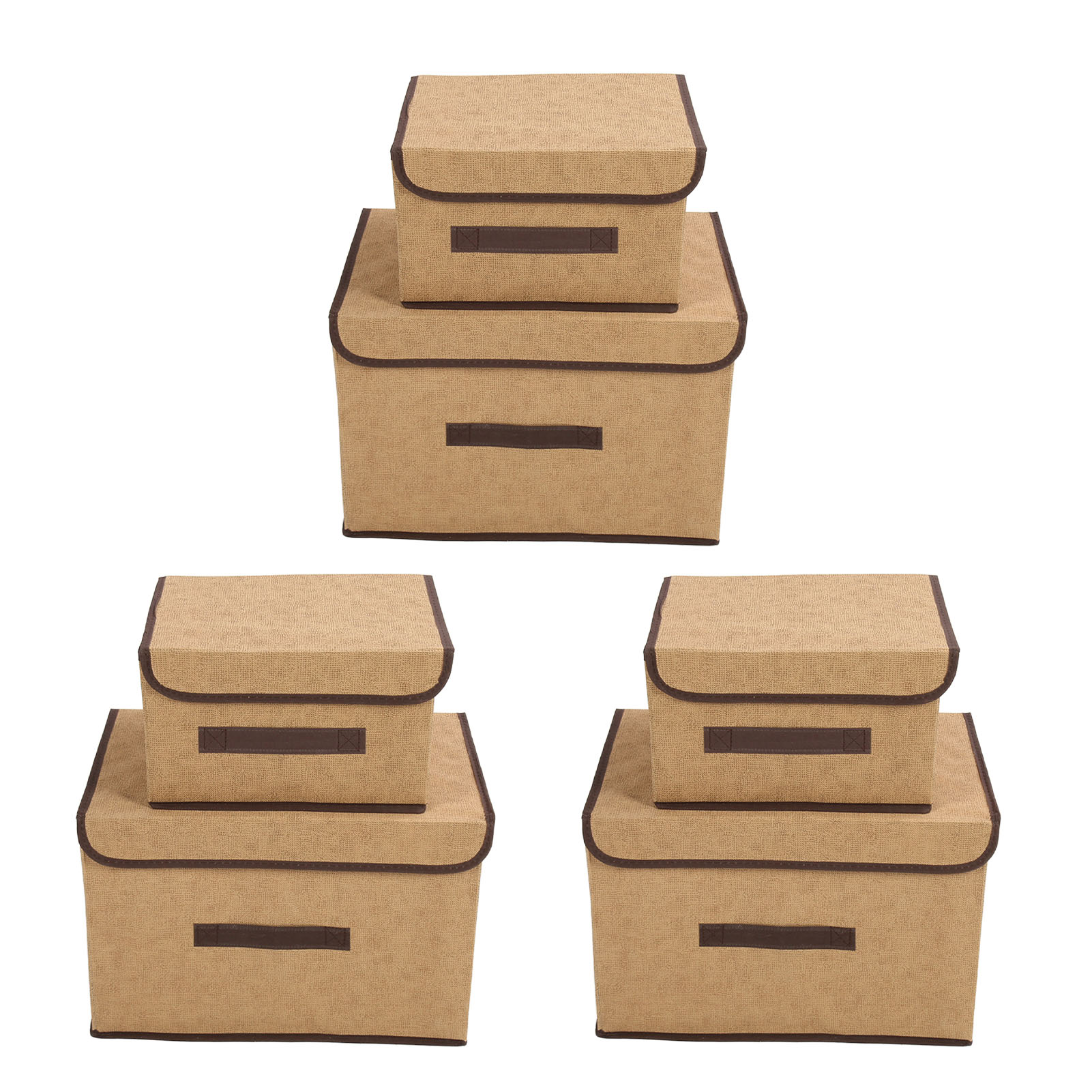 6-teiliges Faltbares Aufbewahrungsset Für Kleidung Aus Vliesstoff Mit Multifunktionsdeckel, Beige