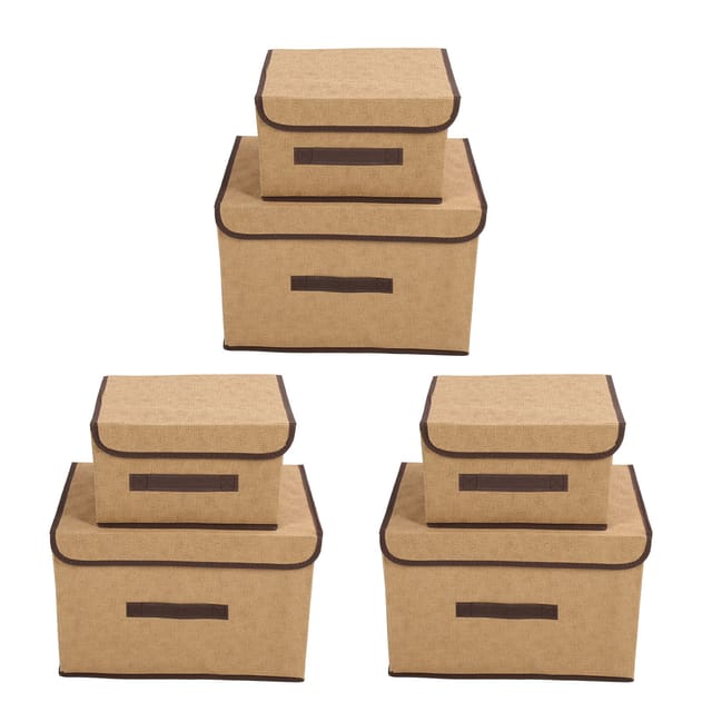 6-teiliges Faltbares Aufbewahrungsset Für Kleidung Aus Vliesstoff Mit Multifunktionsdeckel, Beige