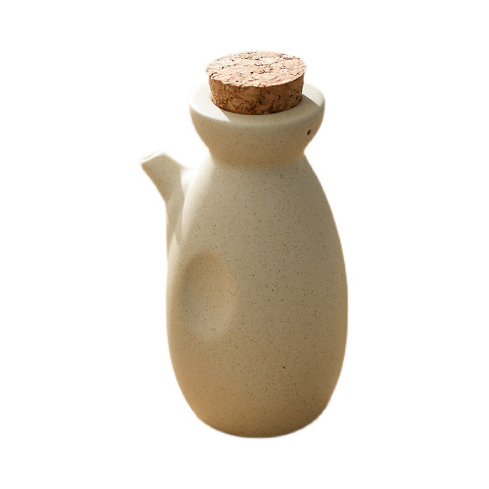 Keramik-olivenöltopf, Speiseölspender, Steingut-aromaflasche, Gewürzbehälter, Beige Küchenkanne