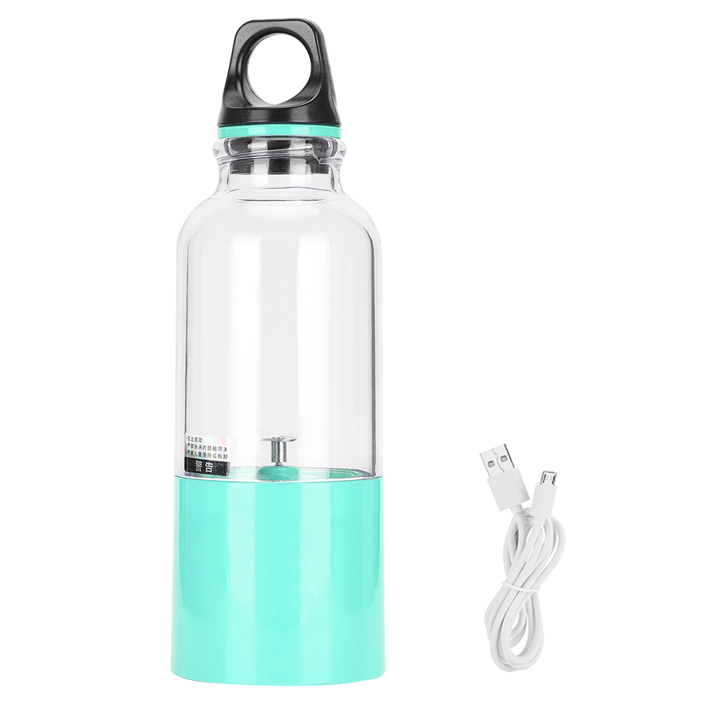Tragbarer Elektrischer Fruchtsaftbecher Mit Doppelklingen-schneidkopf, 2600mah Usb-wiederaufladbarer Mixer Für Reisen Und Zuhause (blau 500ml)