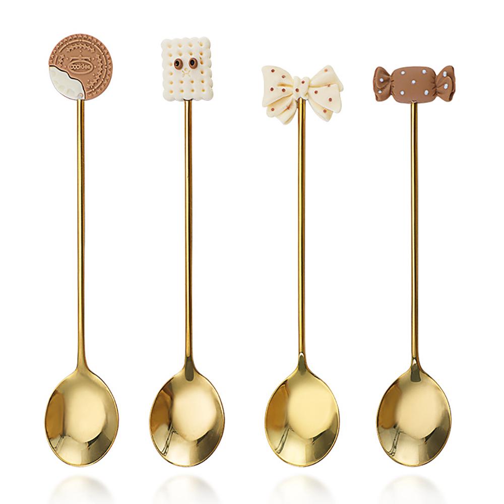 Niedliche, Langstielige Goldene Kaffeelöffel – 14 Cm Lange Teelöffel Aus Edelstahl, Ideal Für Desserts Und Als Tischdekoration