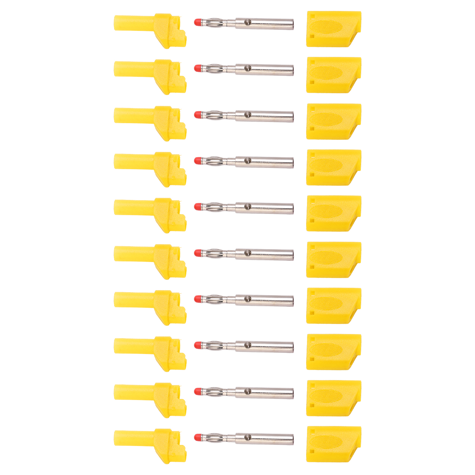 10 Stück 4 Mm Isolierte Sicherheitsbananenstecker Mit Schutzkappe Für Elektronische Prüfungen, Gelb