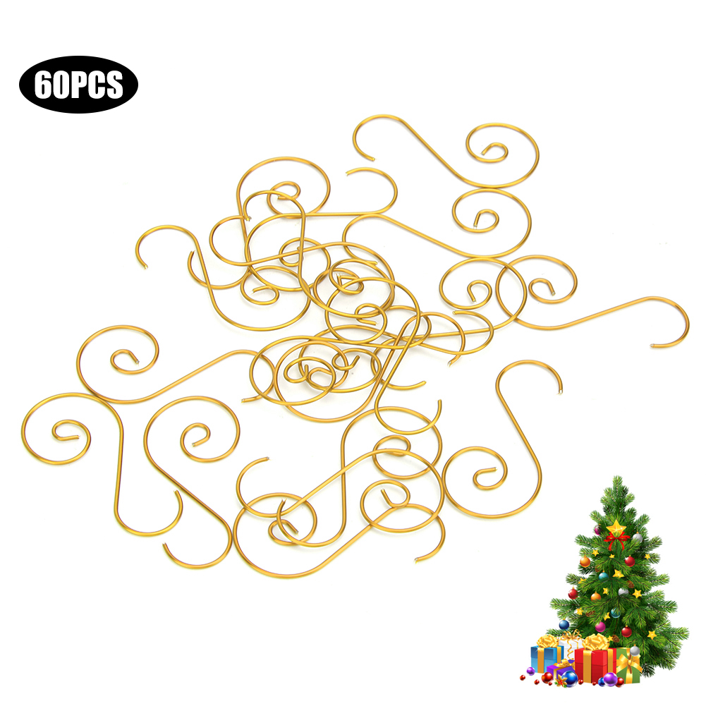 60 Miniatur-s-förmige Metallhaken Für Weihnachtsdekorationen Und Vielseitige Aufhängemöglichkeiten (gold)