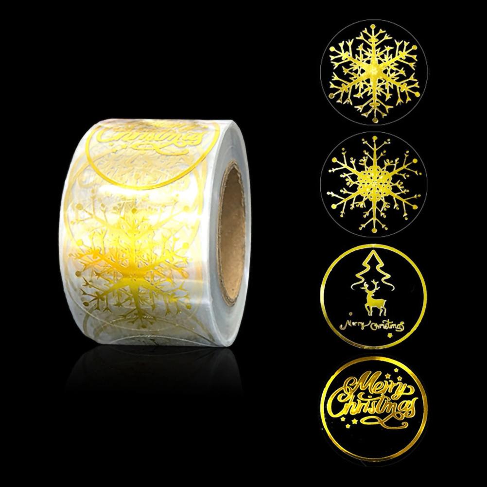 500 Runde Goldene Schneeflocken-aufkleber – Klebeetiketten Für Briefumschläge Und Weihnachtsdekorationen