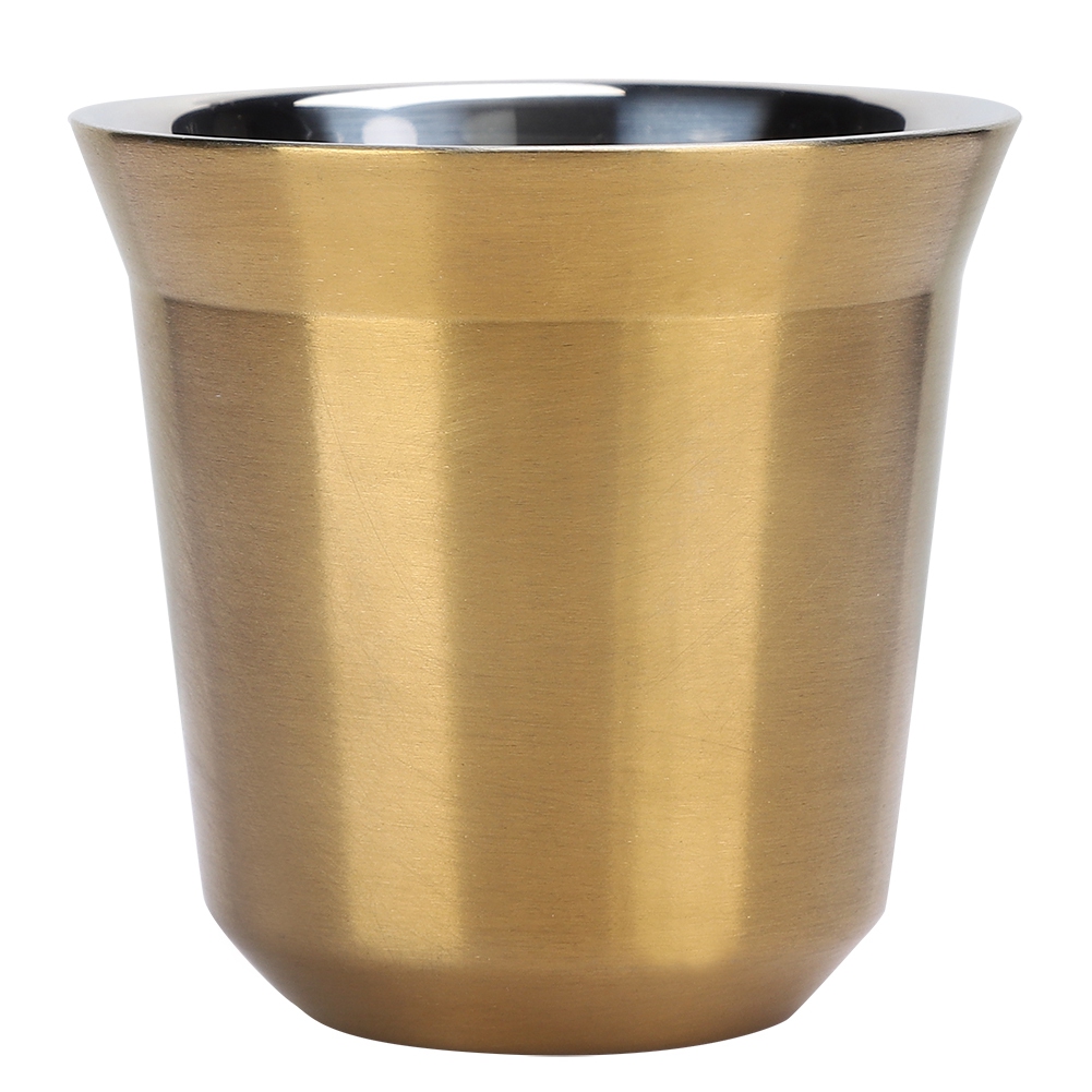 Doppelwandiger, Isolierter Kaffeebecher Aus Edelstahl 304 Für Zuhause Oder Cafés, Goldfarben