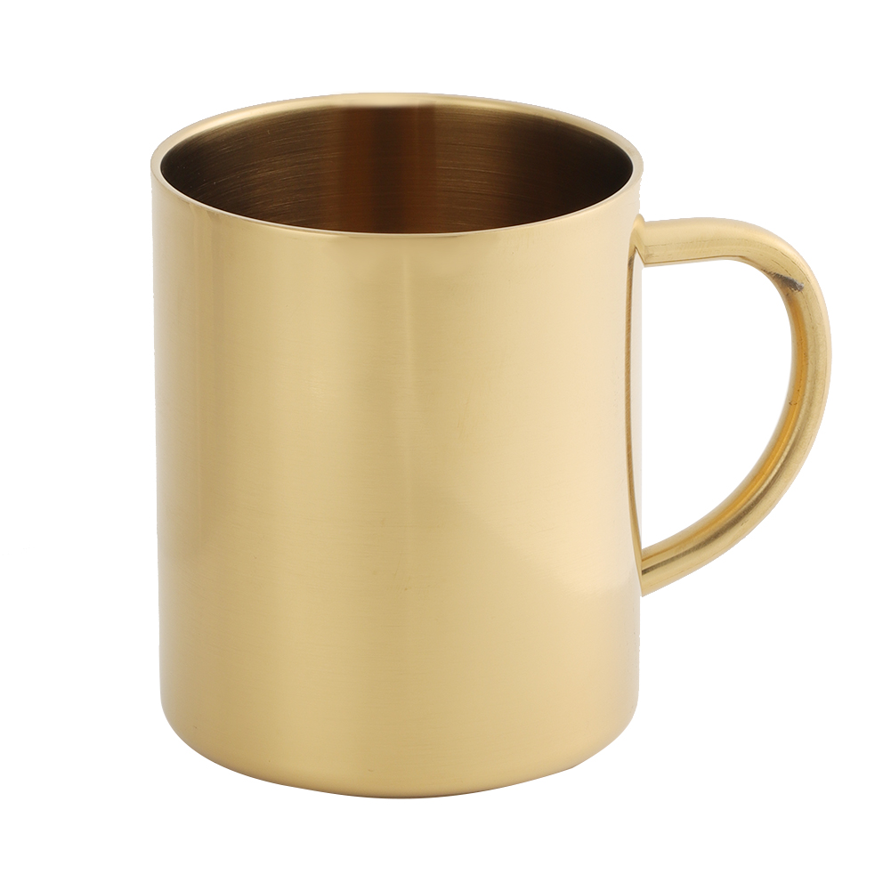 Doppelwandiger, Hitzebeständiger Kaffee- Und Bierbecher Aus Edelstahl 304, 400 Ml (gold)