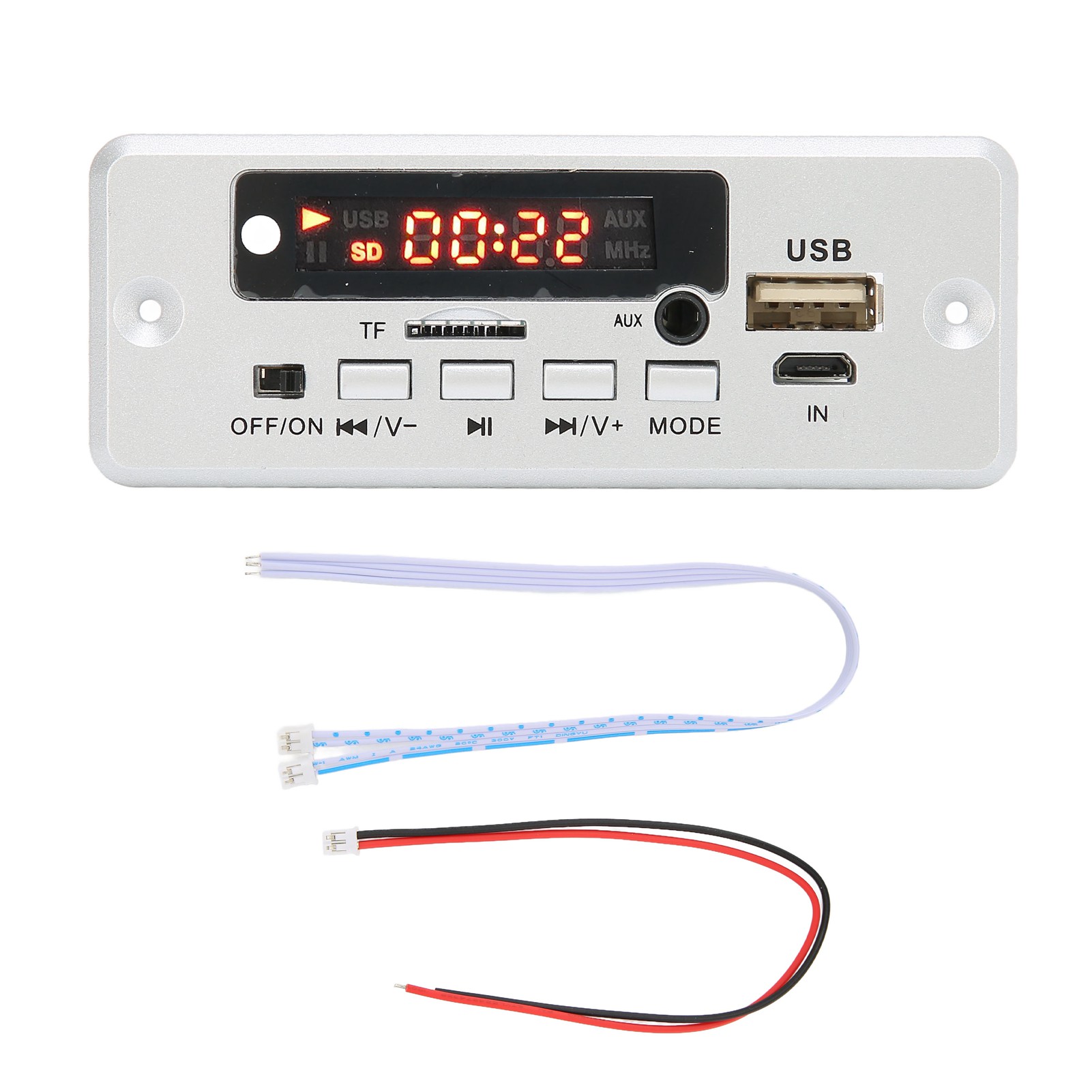 12v Mp3-dekodierplatine 02ea Mit Aux-eingang, Usb-anschluss, Speicherkarten- Und Usb-stick-unterstützung, Silberfarben