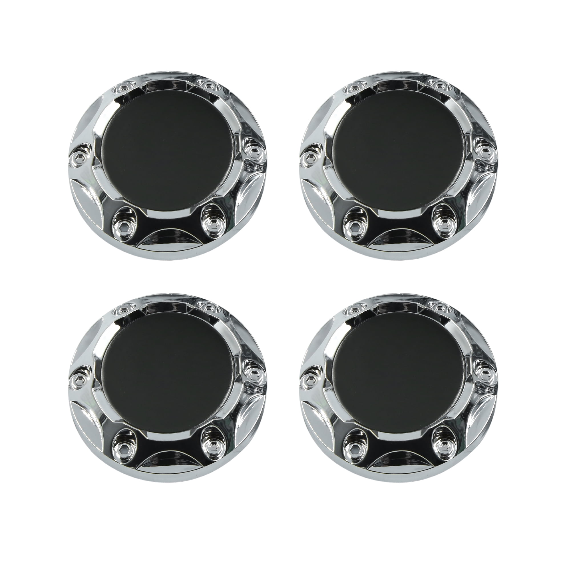 68-mm-radkappen, Silberfarben Mit Schwarzen Aufklebern, 4er-set