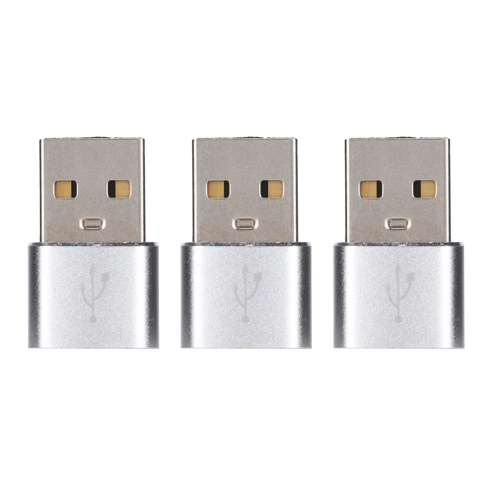 3-teiliger Usb-stecker Auf Usb-c-buchse-adapter Aus Metall, Konverter Für Laptop Und Mobiltelefon (silber)