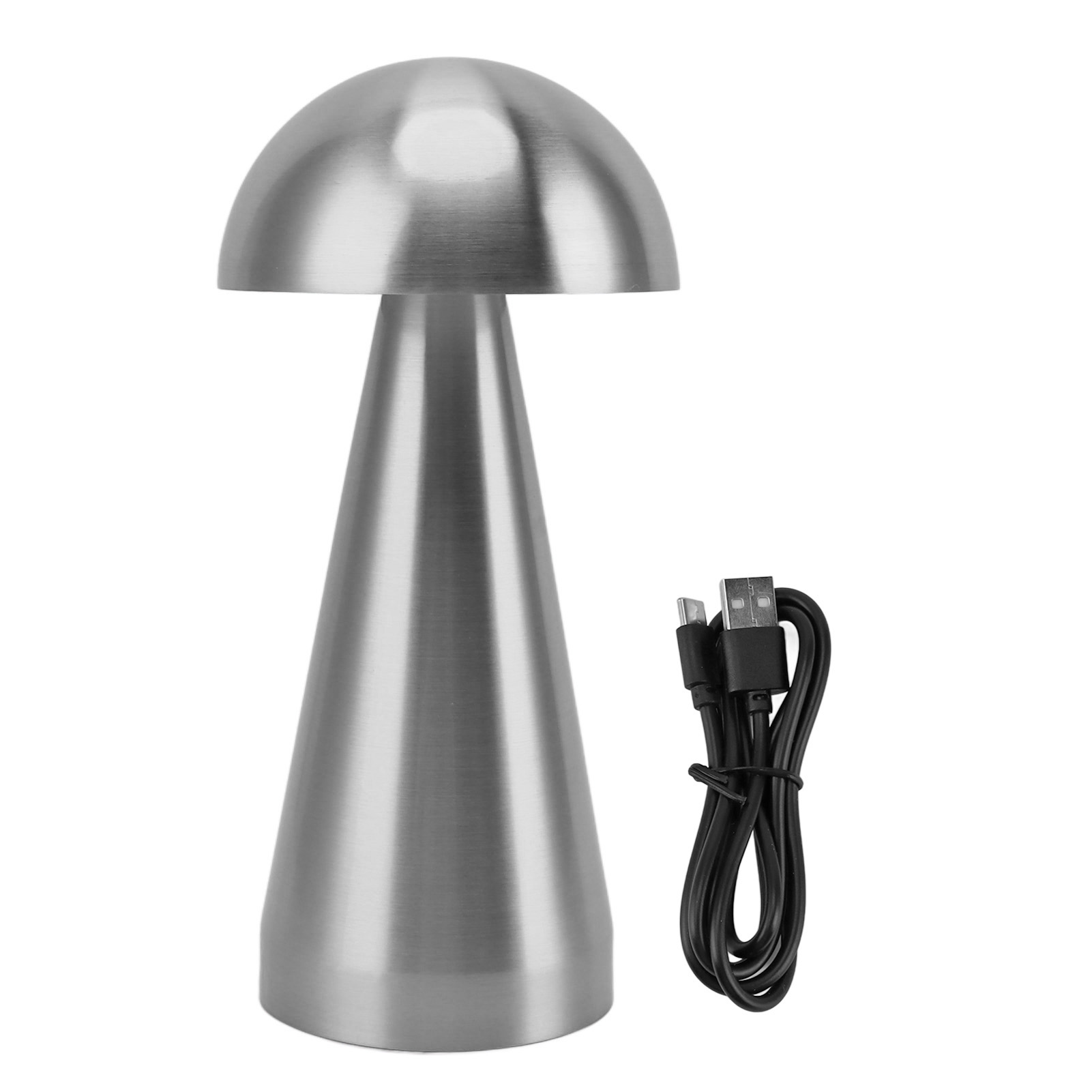 Wiederaufladbare Led-pilzlampe, 3 Lichtfarben, Dimmbar, Modernes Design Für Schlaf- Und Wohnzimmer, Usb-anschluss, Silberfarben