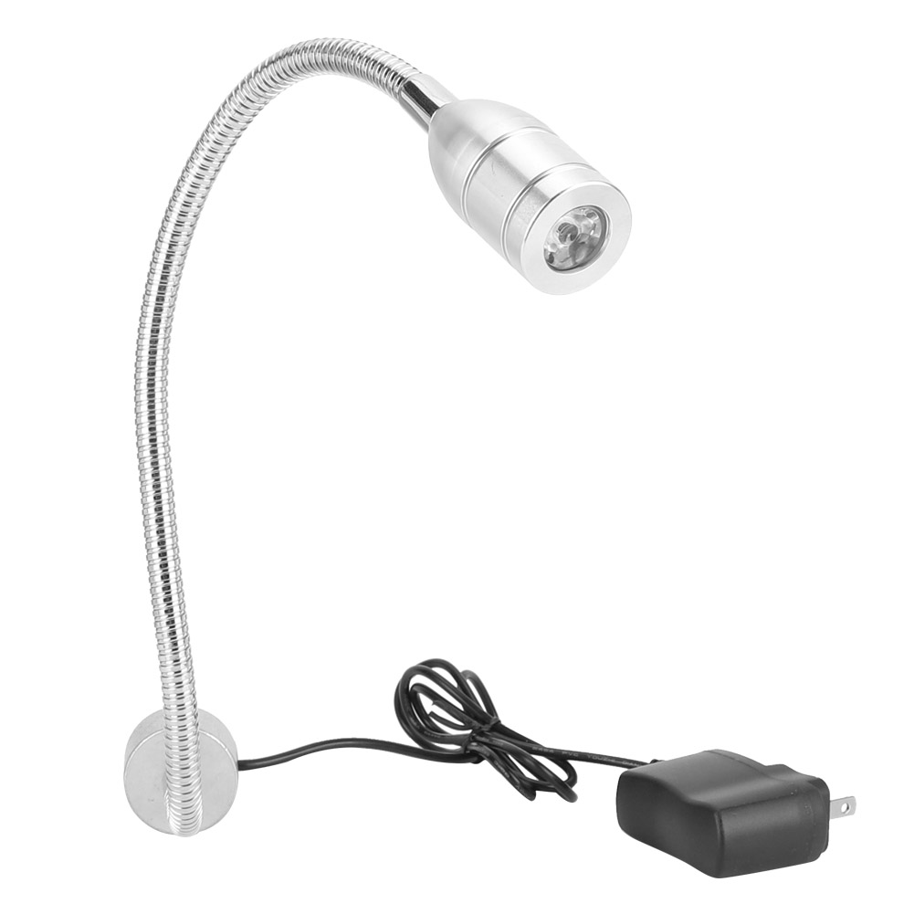 Magnetische Led-lampe Für Cnc-maschinen, Fräsen, Nähen – Flexibler Aluminiumfuß – Für Studium, Maniküre Und Andere Anwendungen – 110–220 V, Us-stecker – Silber