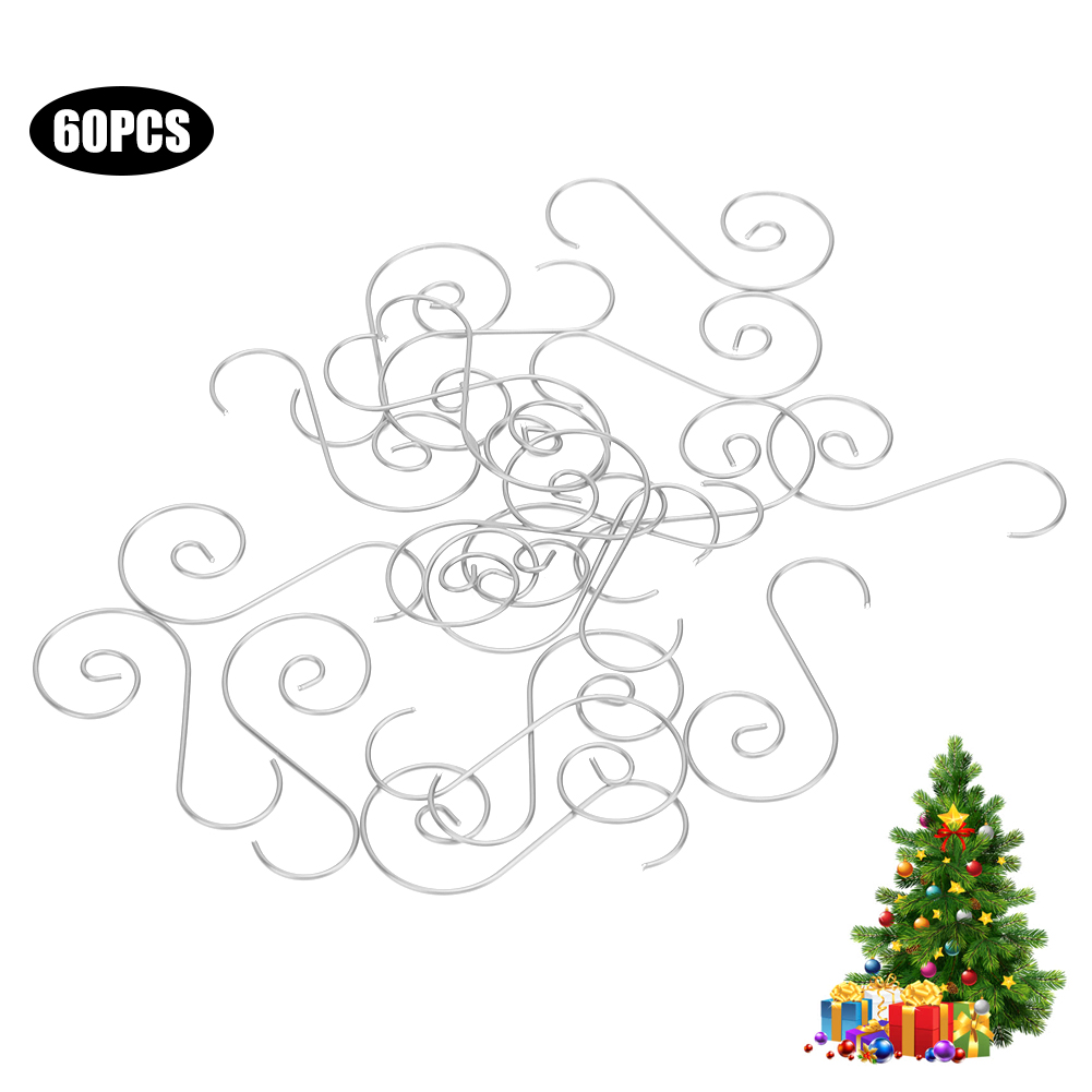 60 Miniatur-s-förmige Metallhaken Für Weihnachtsdekoration Und Vielseitiges Aufhängen (silber)