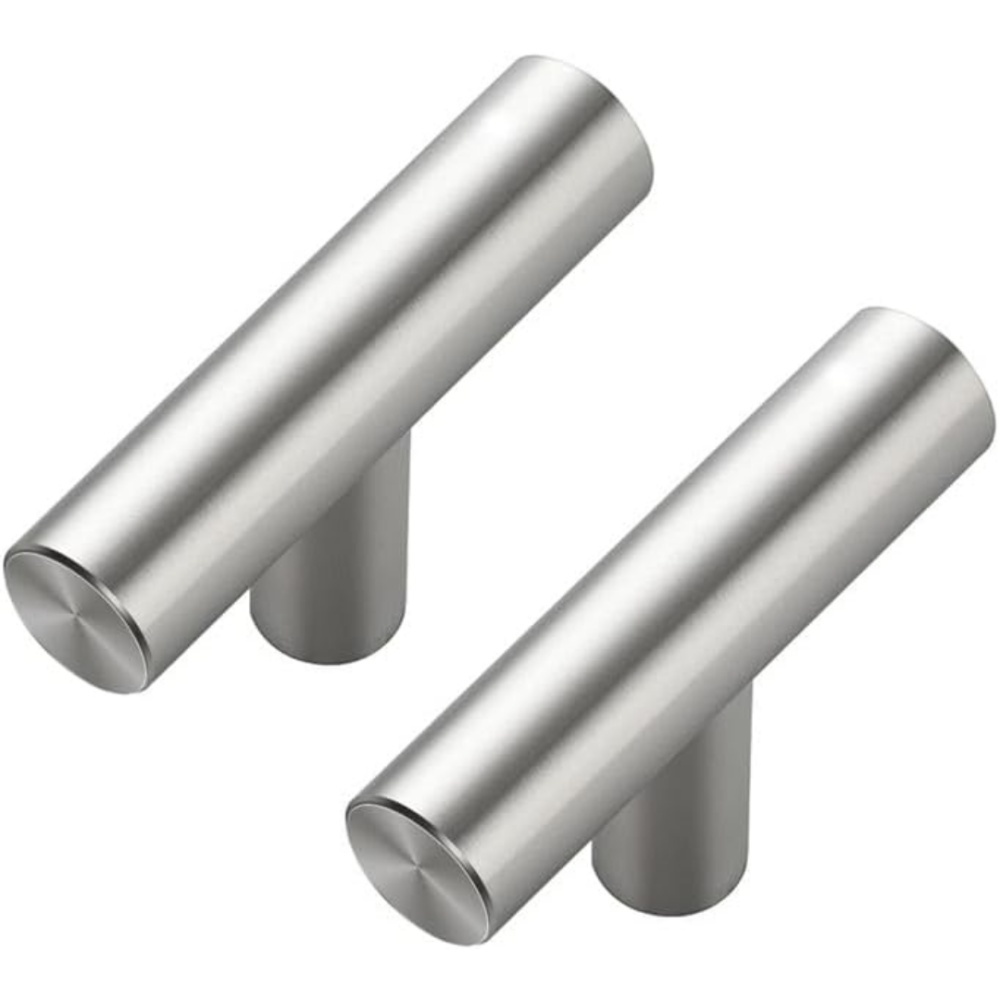 10 Silberne Schrankgriffe, Set Mit 10 Einlochigen T-förmigen Möbelknöpfen, 50 Mm Für Schränke