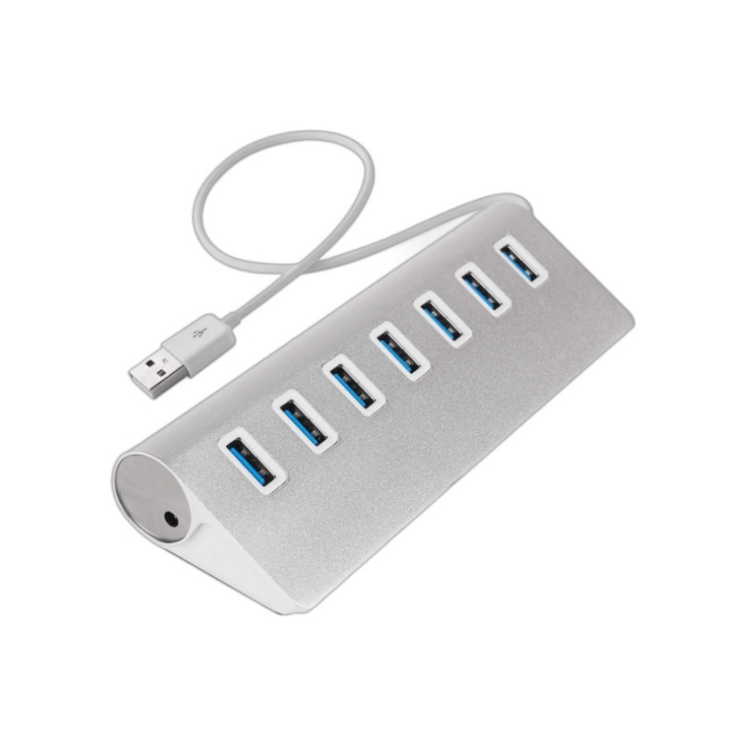 7-port-usb-hub Mit Schnellladefunktion, Usb 3.0-anschlusserweiterung, Kompatibel Mit Pcs Und Laptops, High-speed-datenübertragung (silber)