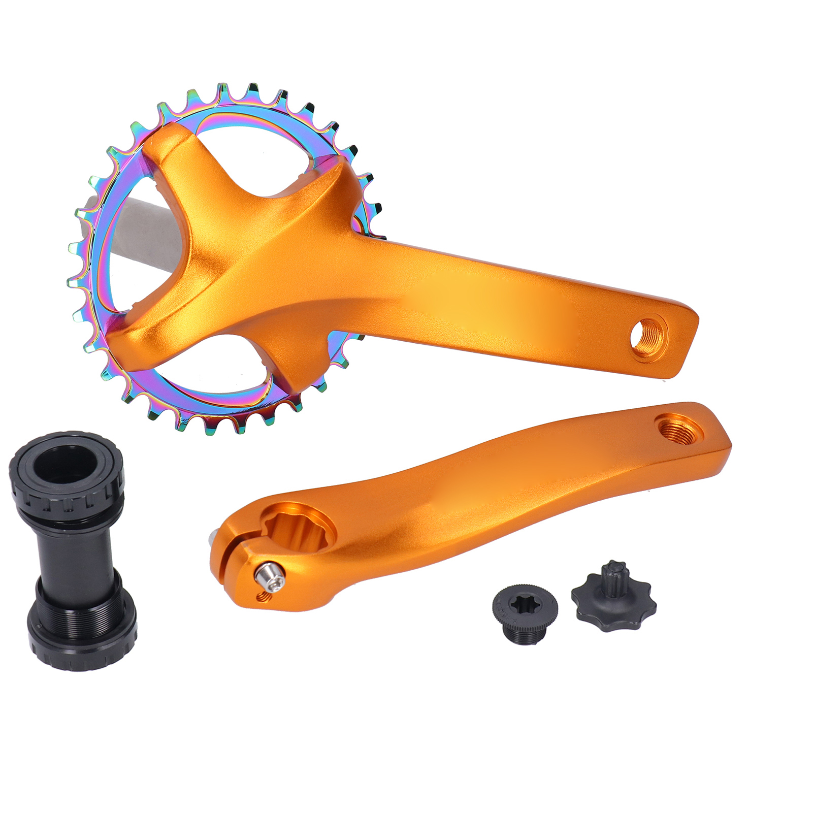 Zk-22 34t Singlespeed-fahrradkurbelgarnitur Mit Tretlager, Kettenblatt Aus Goldfarbener Aluminiumlegierung