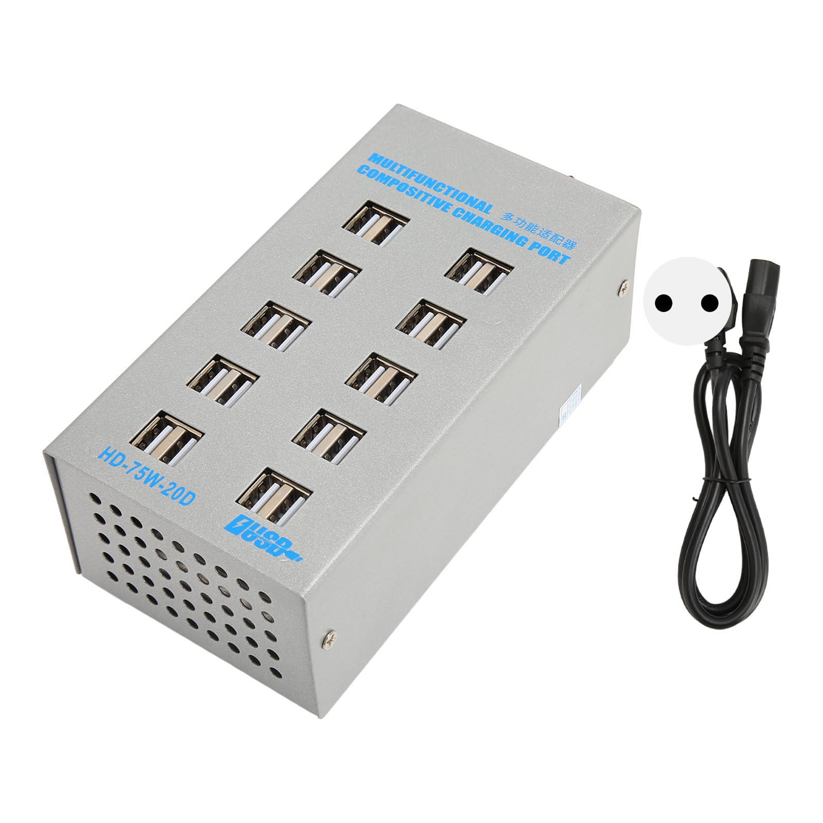 75w 20-port Usb-ladestation, Mehrfachladegerät Mit Schaltungsschutz, 100-240v Ladehub Für Handy, Tablet Und Headset, Eu-stecker.