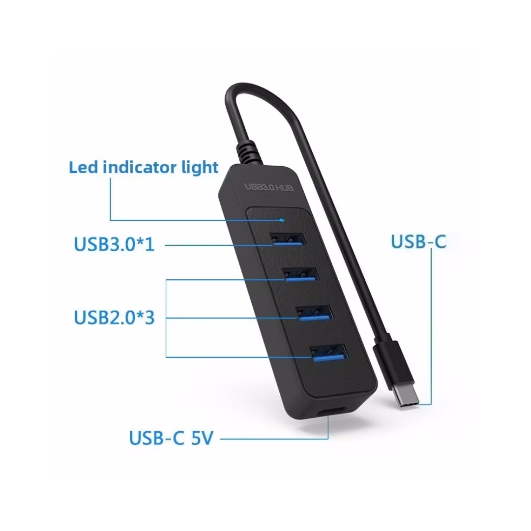 4-in-1 Usb 2.0/3.0 Hub-dockingstation Schnelle Datenübertragung, Laptop-erweiterungsadapter, Glänzende Oberfläche