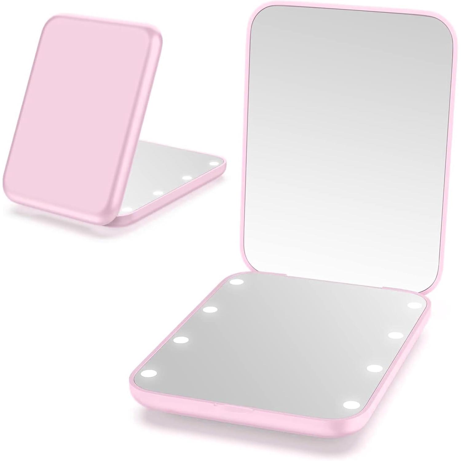 Led-taschenspiegel Mit 2-facher Vergrößerung – Kompakter, Beleuchteter Und Tragbarer Handtaschenspiegel, Ideal Für Make-up-auffrischungen Und Schönheits-styling