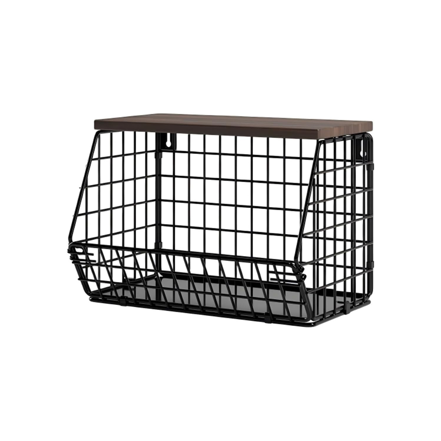 Klappbares Küchenwandregal – Arbeitsplattenhalterung Aus Metall Und Holz, Aufbewahrungskorb Für Obst Und Gemüse, Platzsparend (klein – 30 X 15,5 X 21,5 Cm)
