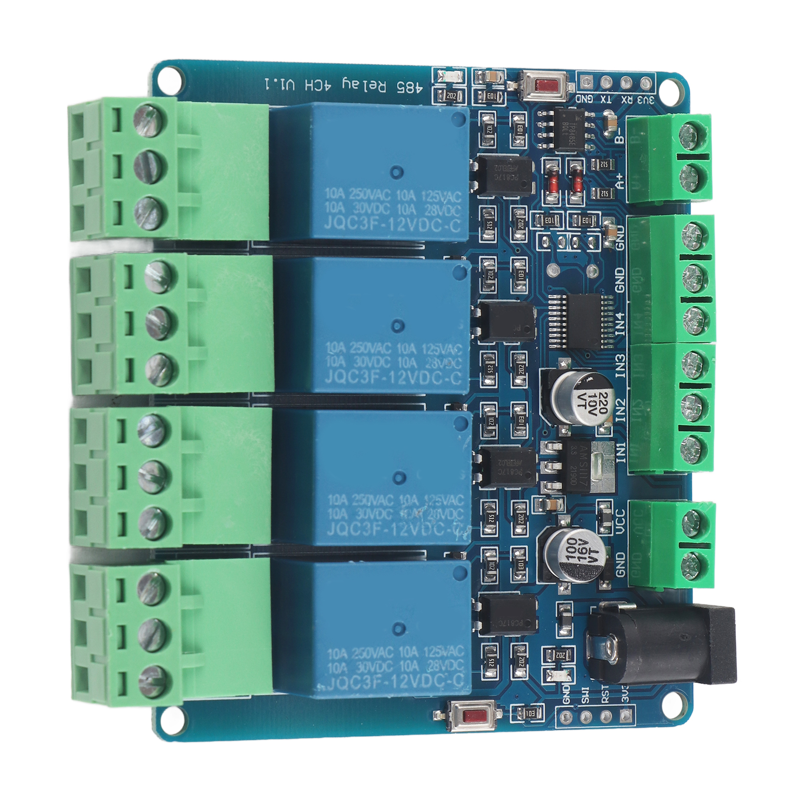 Hochpräzises 4-kanal-12v-relaismodul Mit Schalteingang Für Rs485/ttl-kommunikation