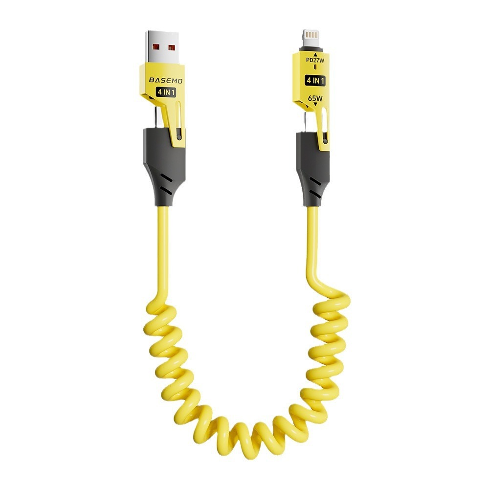 65w + 27w Federbelastetes Teleskop-datenkabel, Kompatibel Mit Iphone 16 Und Huawei, 4-in-1 Schnellladefunktion.