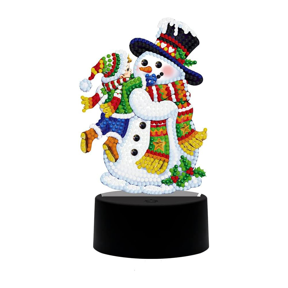 Diamantmalerei Schneemann-nachtlicht, 5d-kristall-tischdekoration Mit 7 Farben Für Erwachsene Anfänger