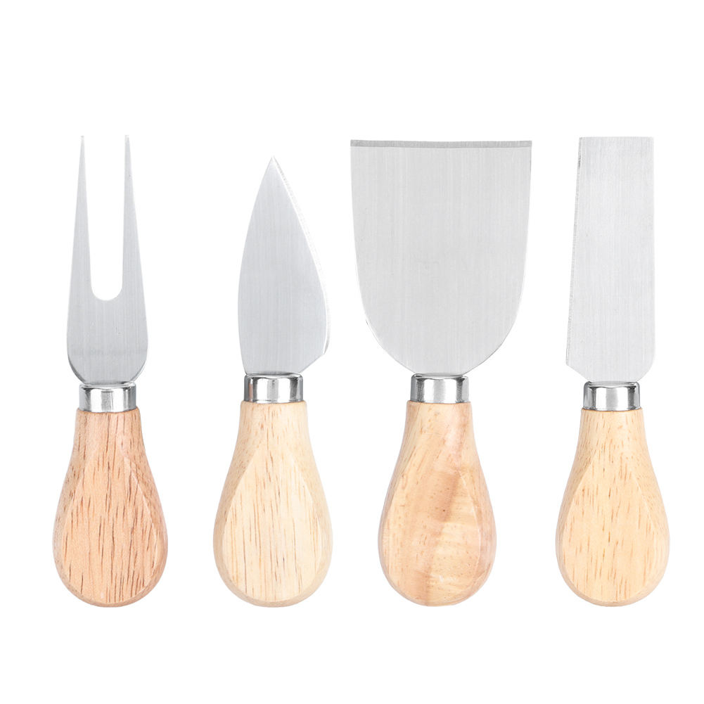 Set Mit 4 Käsemessern Aus Edelstahl Mit Holzgriffen - Küchenutensilien